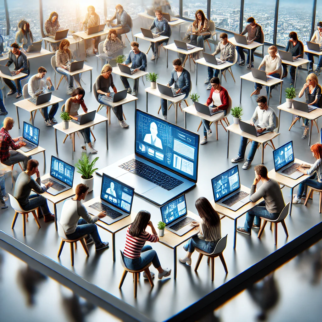 Image showing individuals engaging in online learning through a laptop