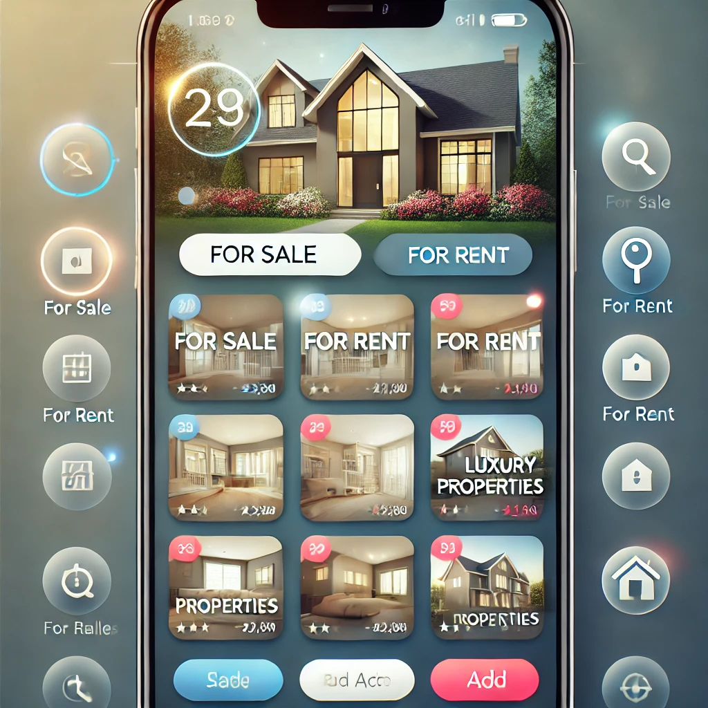 تصميم واجهة تطبيق عقارات جذاب