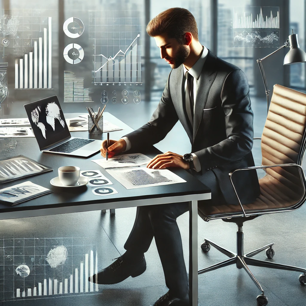 رجل أعمال يضع خططًا مستقبلية على مكتبه