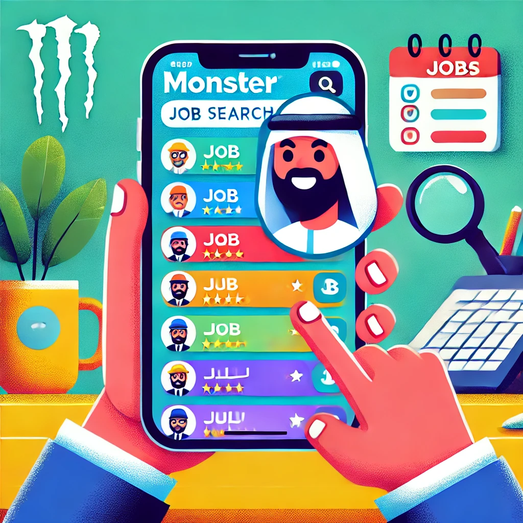 واجهة تطبيق Monster Job Search