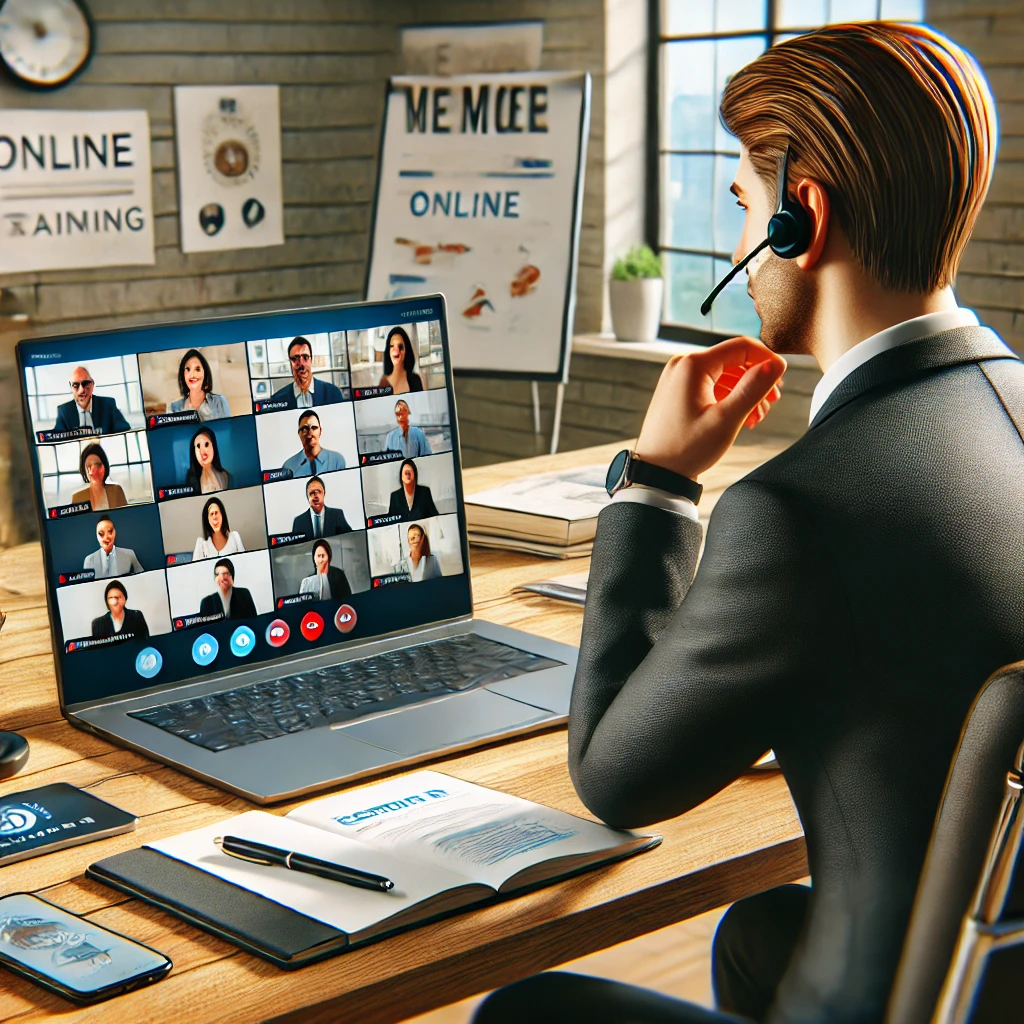 مستشار يقدم تدريباً لعملائه عبر الإنترنت