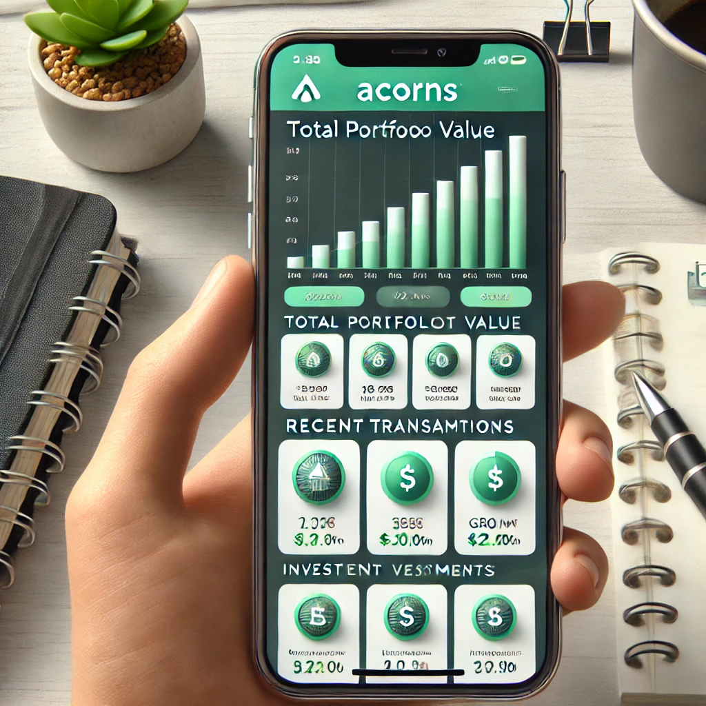 واجهة تطبيق Acorns تعرض استثمارات المستخدم