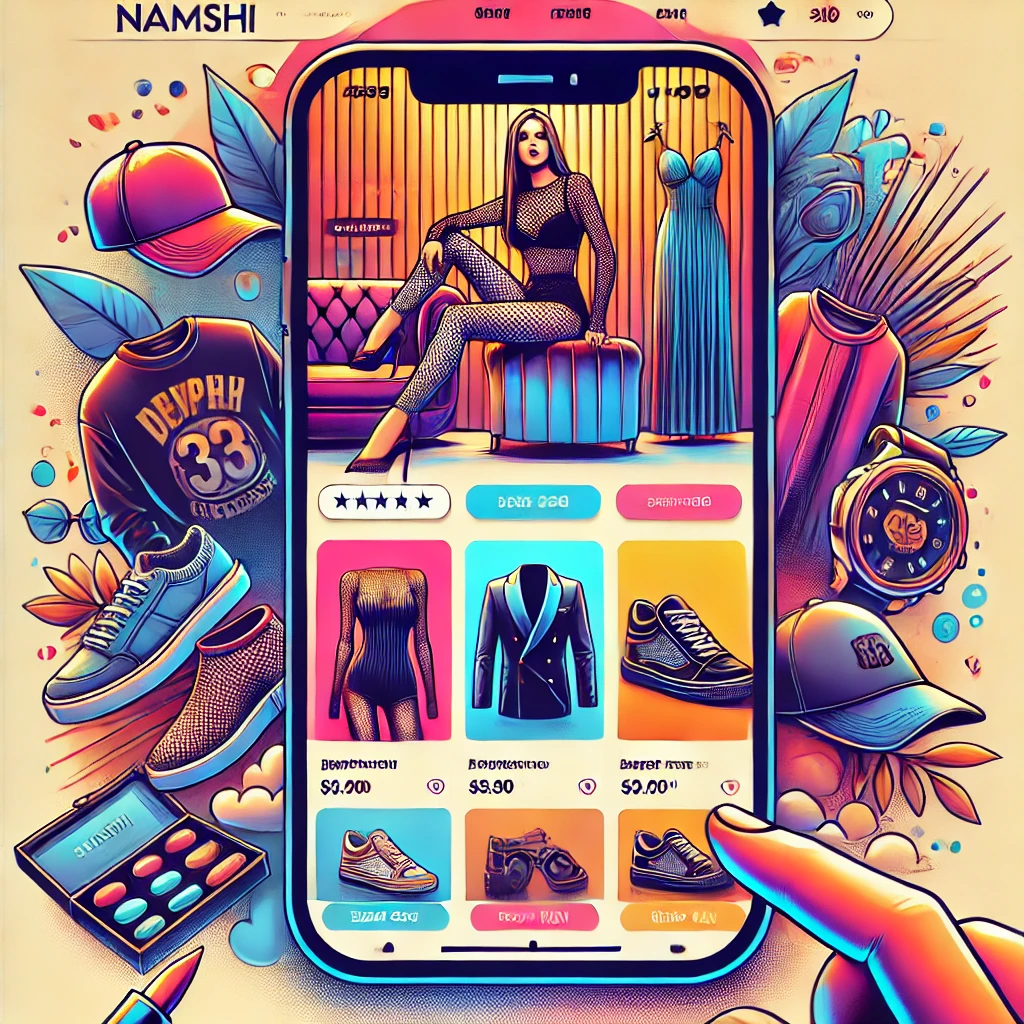 واجهة تطبيق نمشي تعرض منتجات الأزياء
