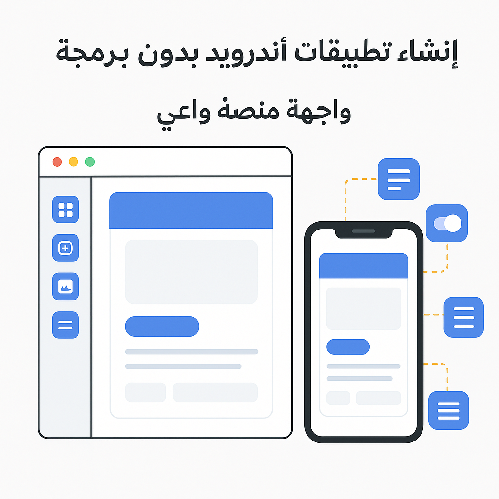 واجهة منصة واعي لإنشاء تطبيقات أندرويد بدون برمجة